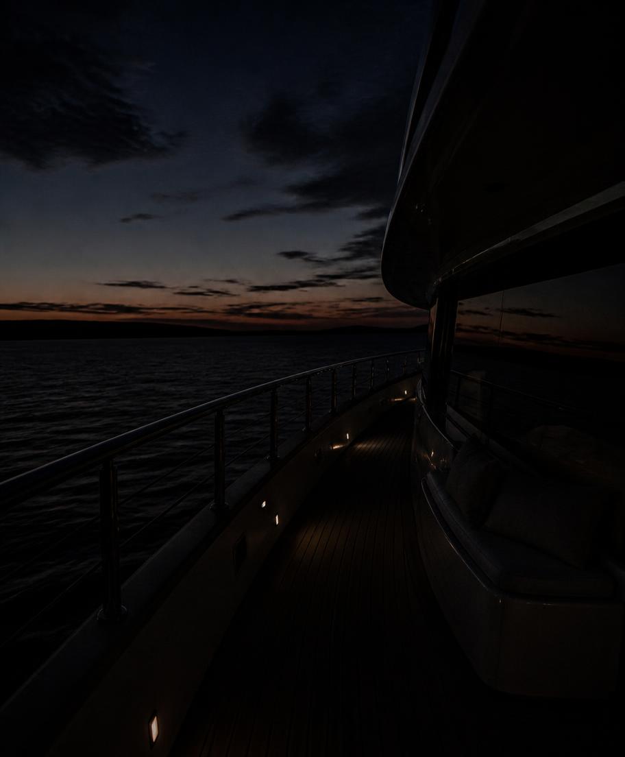 Yacht deck at dusk